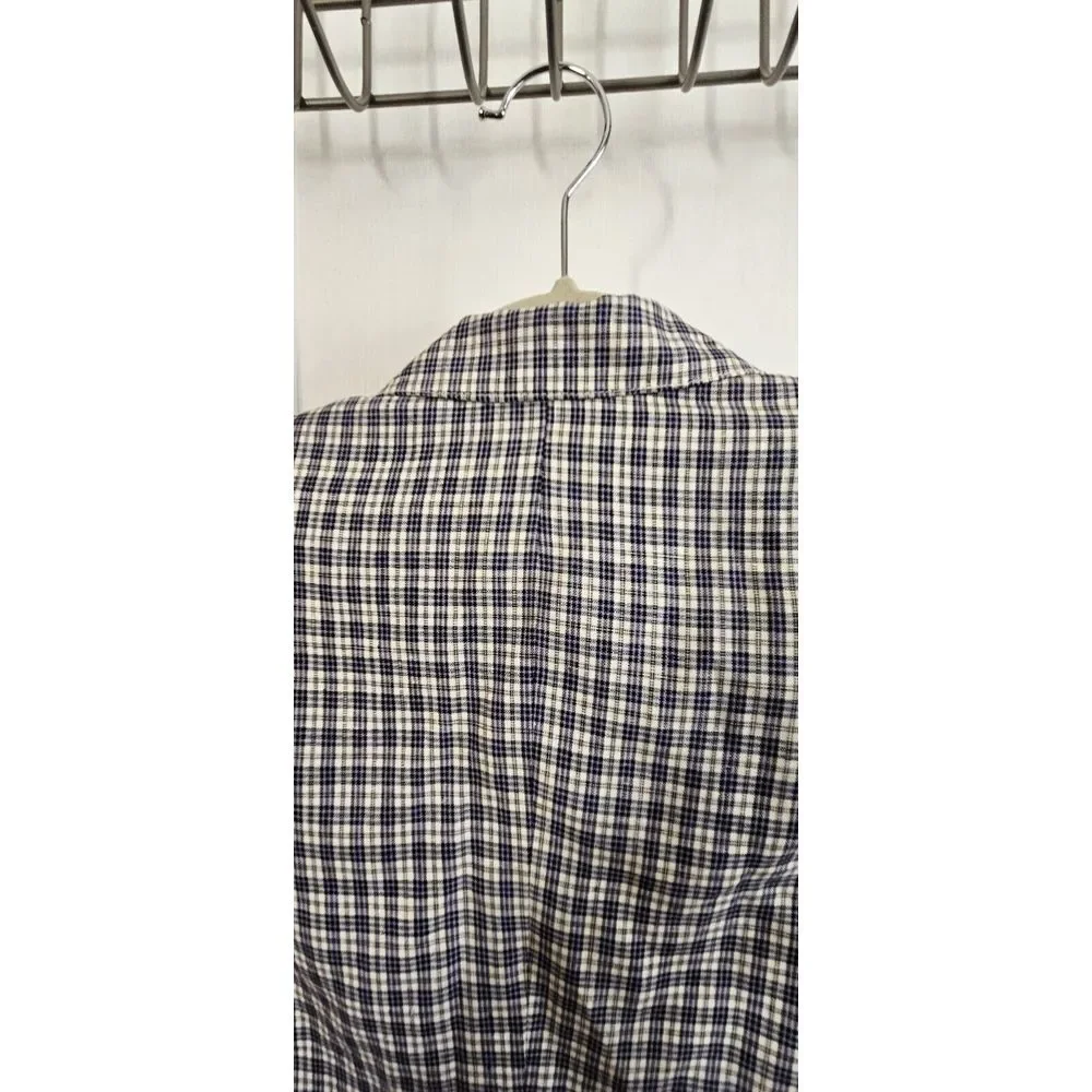 VTG LAUREN Ralph Lauren plaid blazer 100% Linen‎ petite 4P USA made